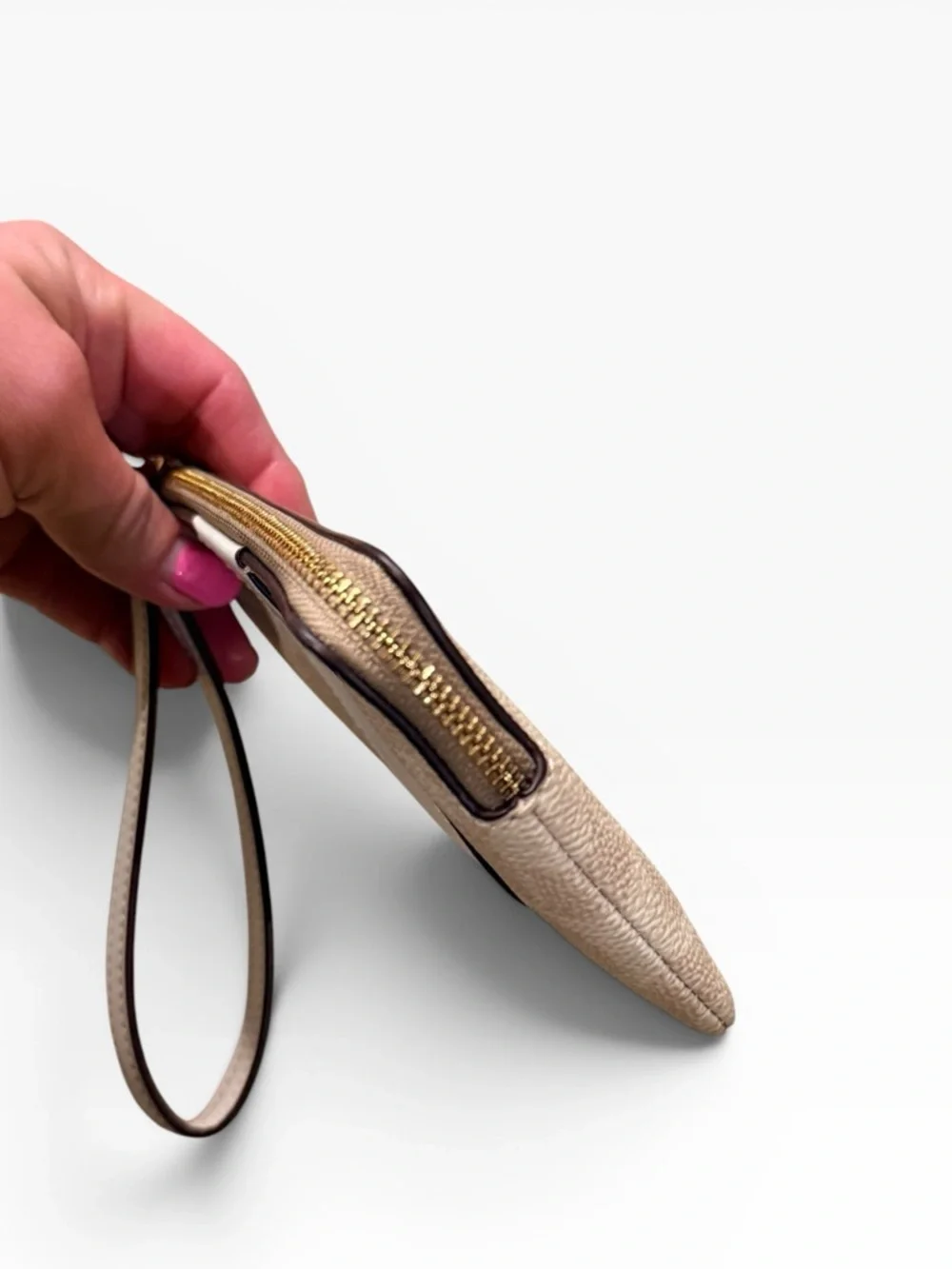Corner Zip Wristlet Signature Canvas With Stripe